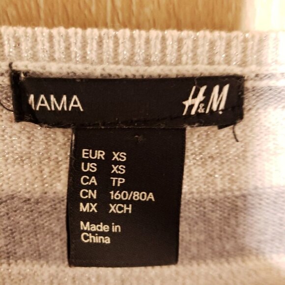 H&M Mama Womens White Silver Striped Tunic Sweater XS - Picture 5 of 6